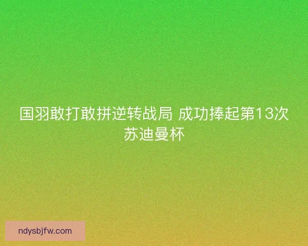 国羽敢打敢拼逆转战局 成功捧起第13次苏迪曼杯